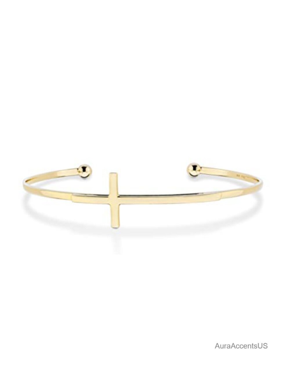 925 Sterling Silver Adjustable Sideways Cross Cuff Bangle Bracelet